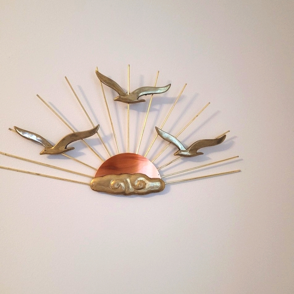 MCM Wall Art Metal  Decor Bird in Sunset Brass and Copper